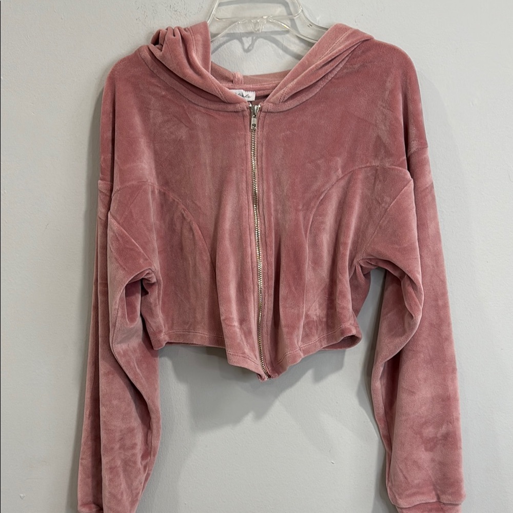 Pink Cropped Oversized Hoodie